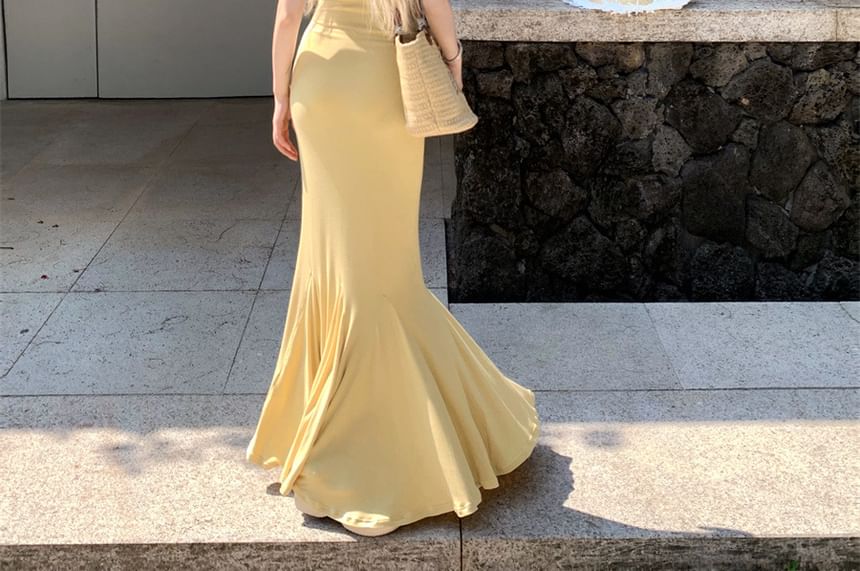 Strap Back Dress Maxi Spaghetti Mermaid Open