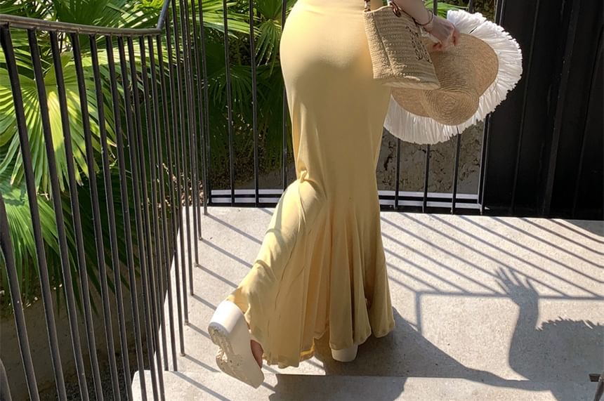 Strap Back Dress Maxi Spaghetti Mermaid Open