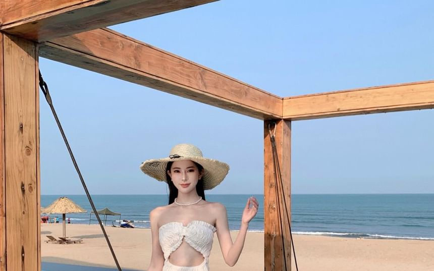 Dress Maxi A-Line Plain Cutout Slit Tube