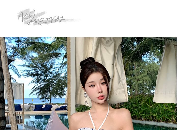 Embroidered Ruched Mini A-Line Tube Dress