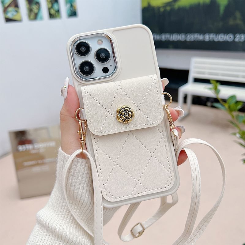 Holder Phone Card Lanyard Case Leather Faux