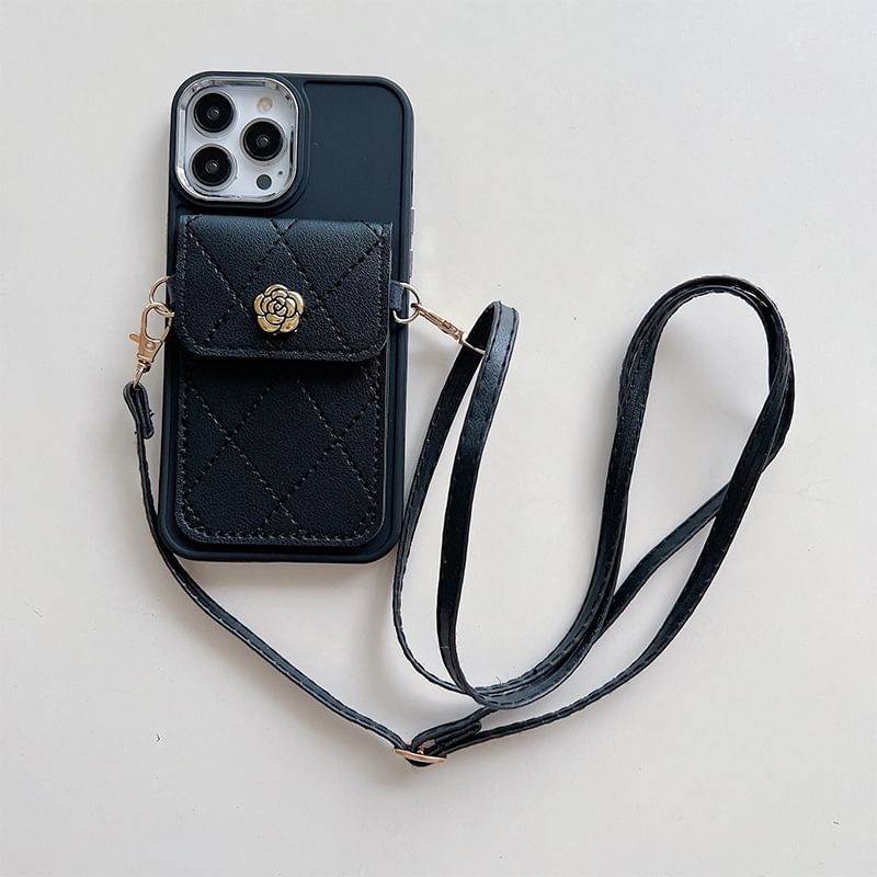Holder Phone Card Lanyard Case Leather Faux