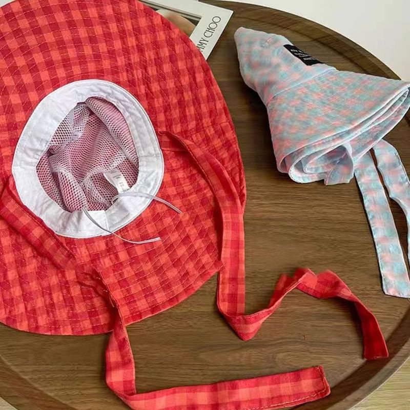 Applique Bucket Lettering Plaid Hat