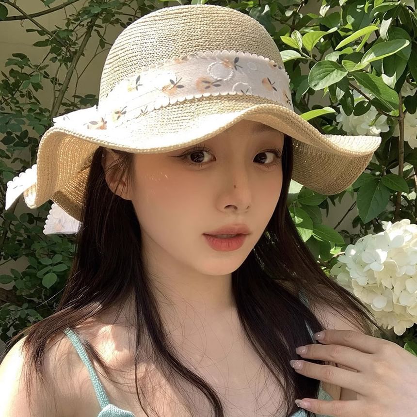 Straw Hat Floral Sun