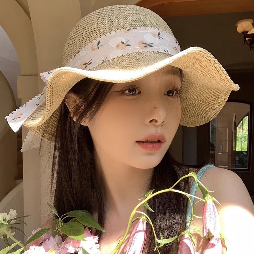 Straw Hat Floral Sun