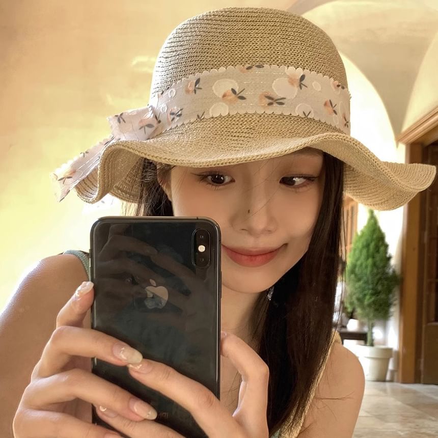 Straw Hat Floral Sun