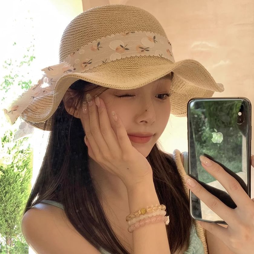 Straw Hat Floral Sun