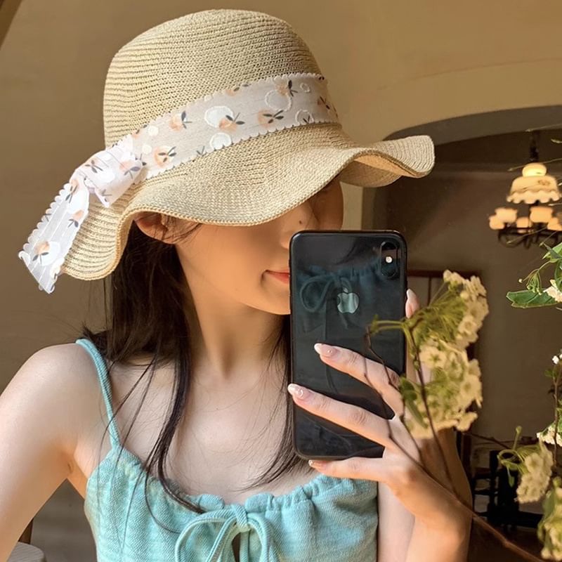 Straw Hat Floral Sun
