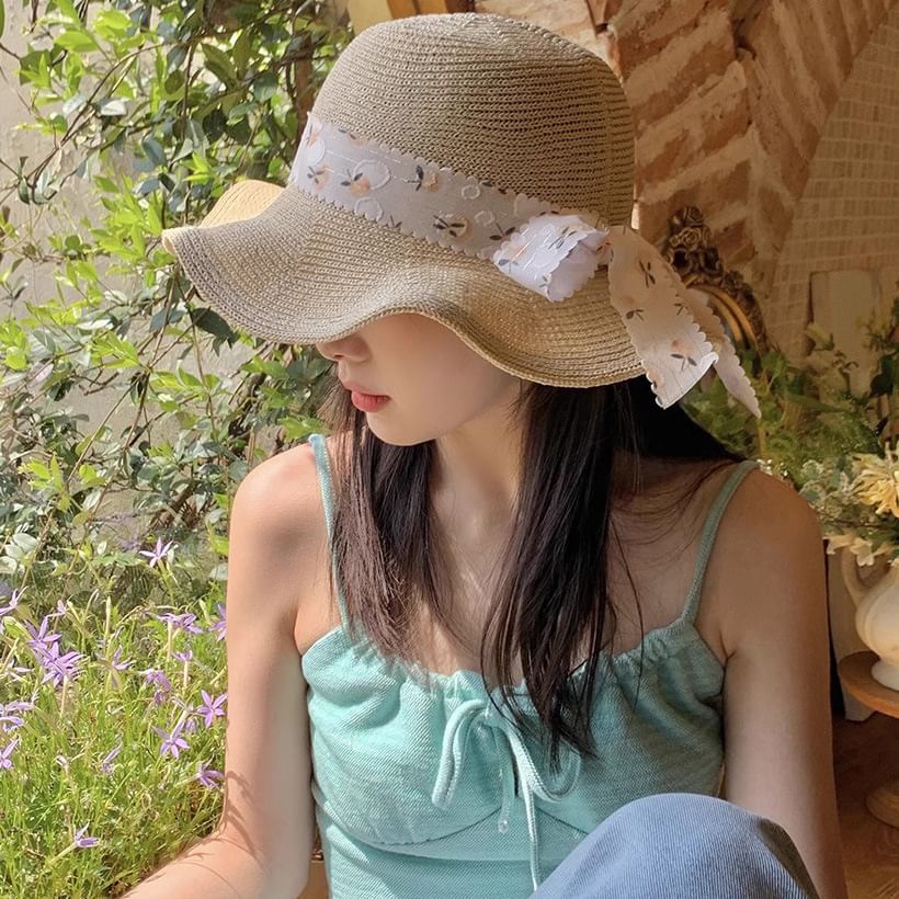 Straw Hat Floral Sun