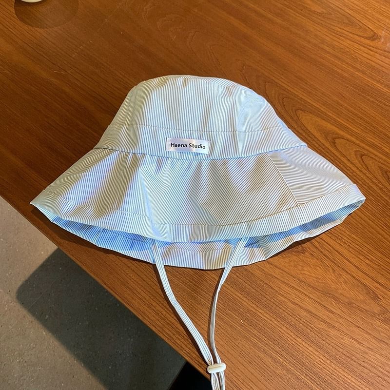 Bucket Applique Hat Striped Lettering