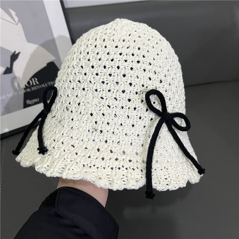 Hat Cloche Knit Bow