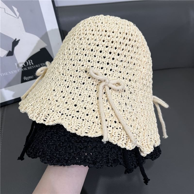 Hat Cloche Knit Bow