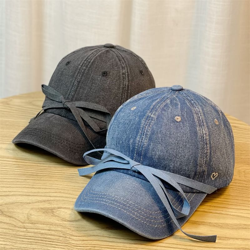 Cap Bow Washed Denim Baseball