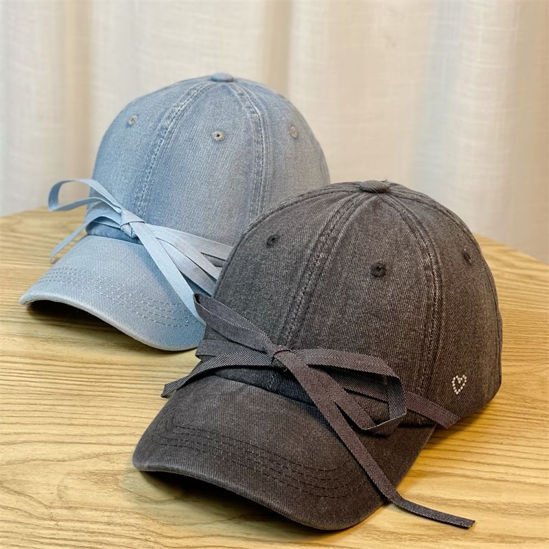 Cap Bow Washed Denim Baseball