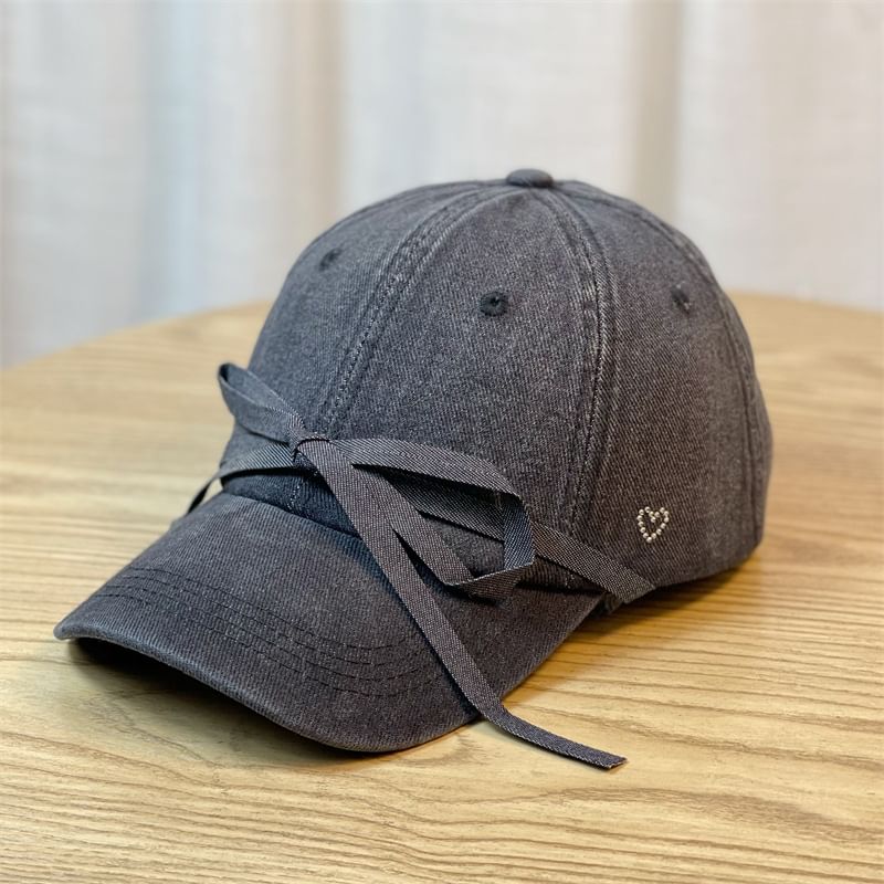 Cap Bow Washed Denim Baseball