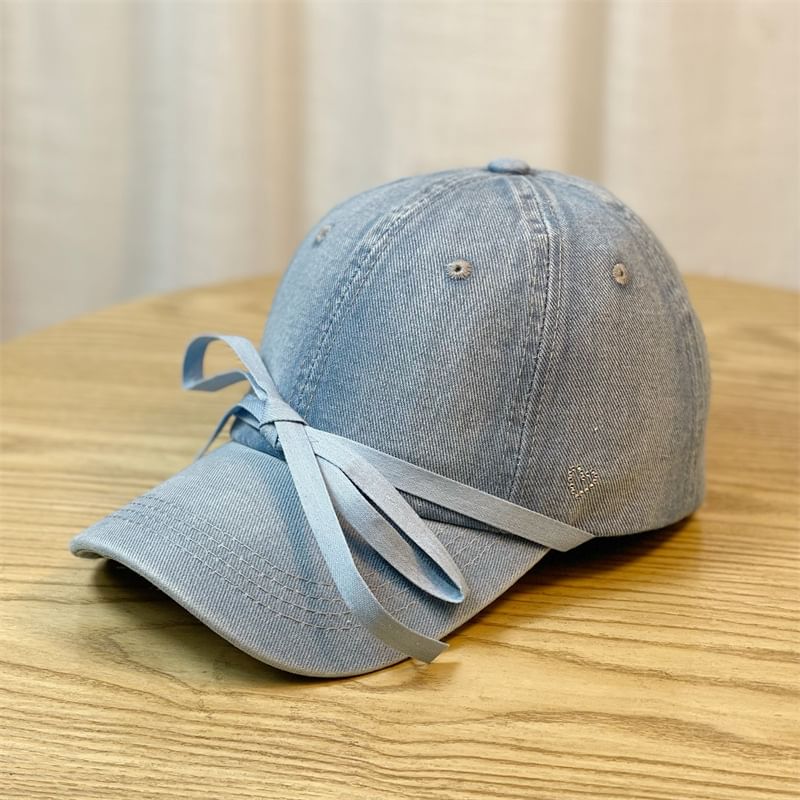 Cap Bow Washed Denim Baseball