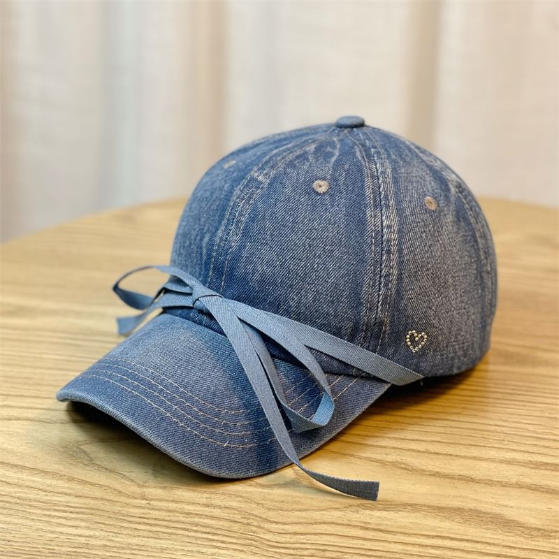 Cap Bow Washed Denim Baseball