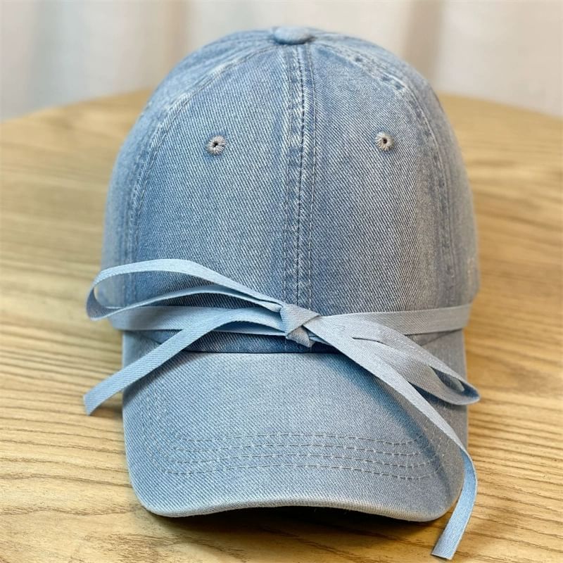 Cap Bow Washed Denim Baseball