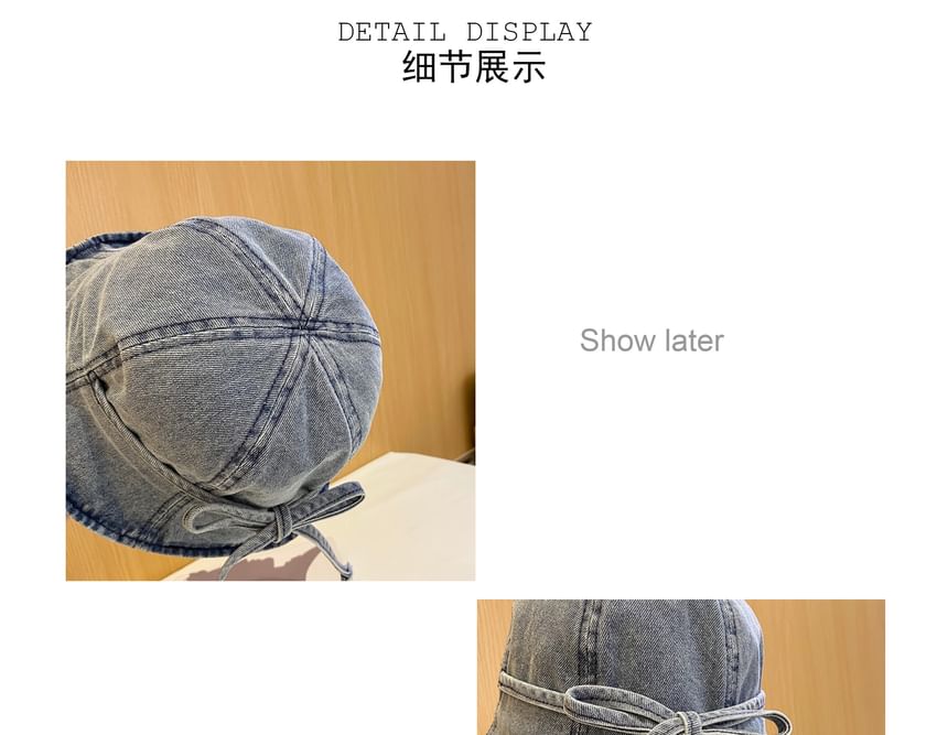 Bow Denim Hat Washed Cloche