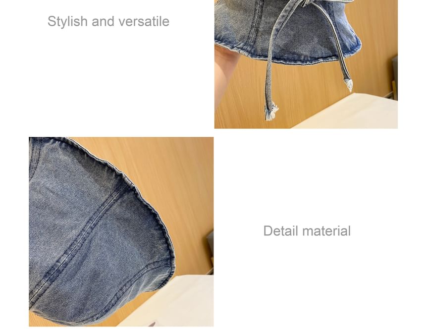 Bow Denim Hat Washed Cloche
