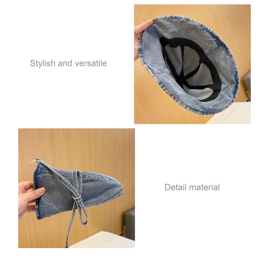 Bow Denim Hat Washed Cloche