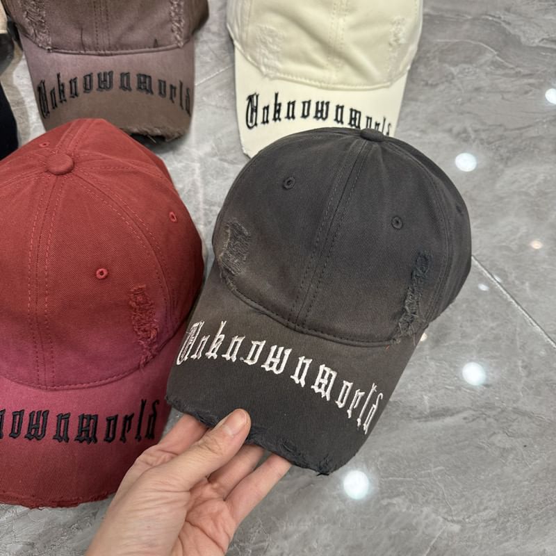 Cap Baseball Distressed Embroidered Lettering