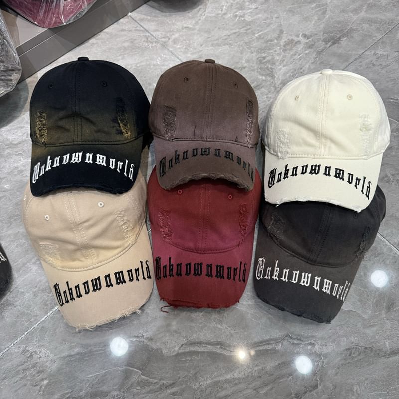 Cap Baseball Distressed Embroidered Lettering