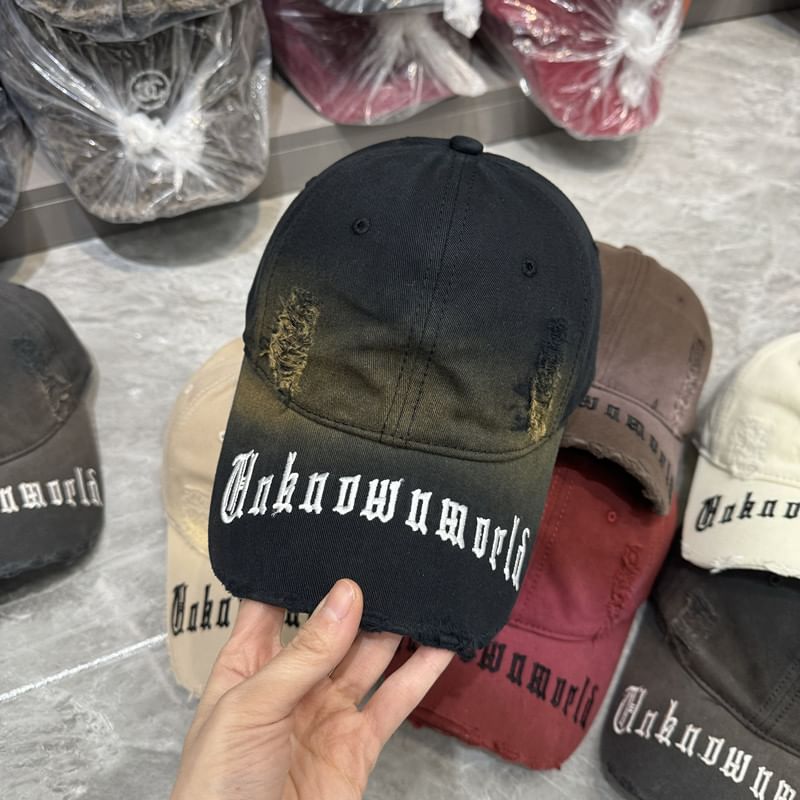 Cap Baseball Distressed Embroidered Lettering