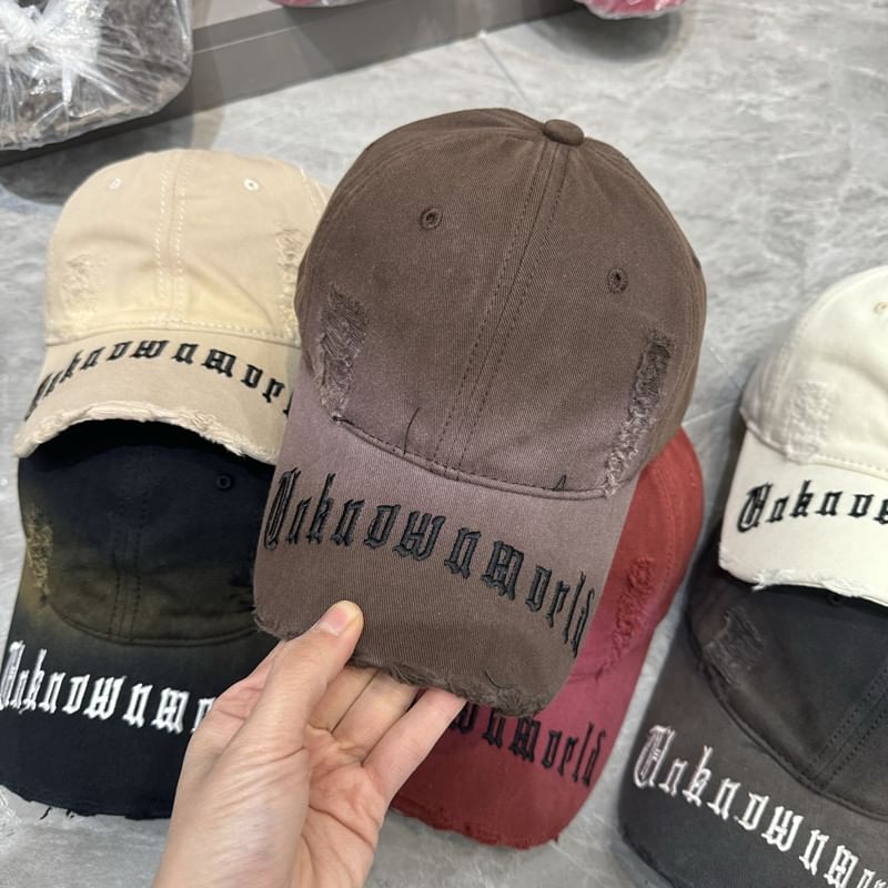 Cap Baseball Distressed Embroidered Lettering