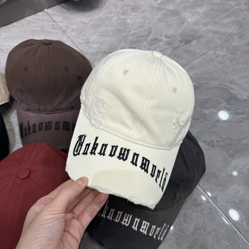 Cap Baseball Distressed Embroidered Lettering