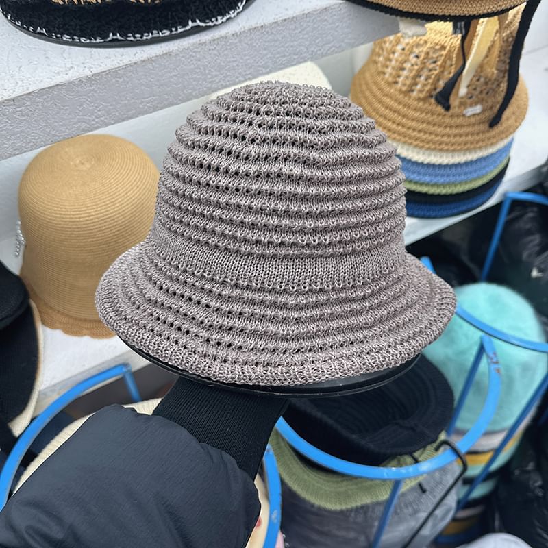 Bow Hat Bucket Knit Perforated