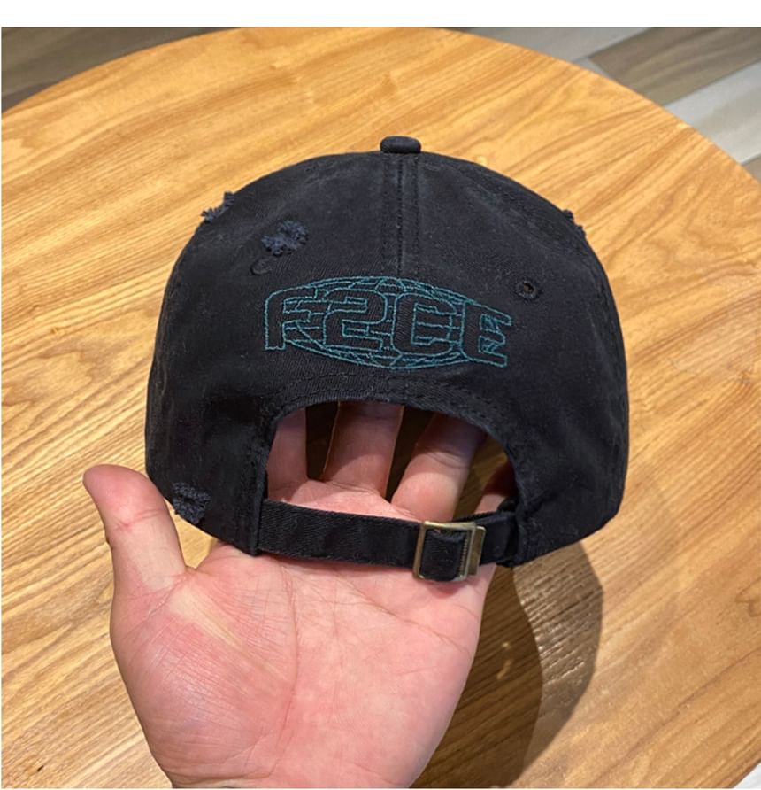 Cap Baseball Lettering Embroidered Distressed