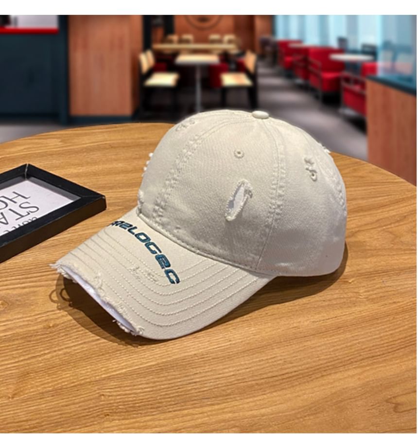 Cap Baseball Lettering Embroidered Distressed