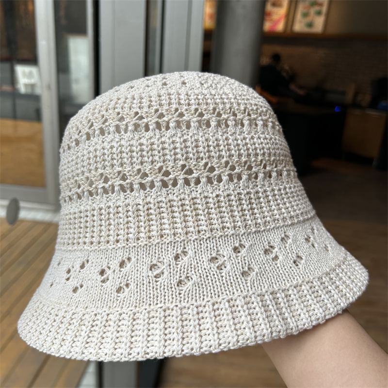 Bucket Knit Perforated Hat Plain
