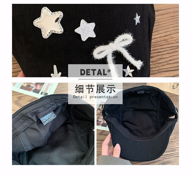Cap Star Applique Bow Flat