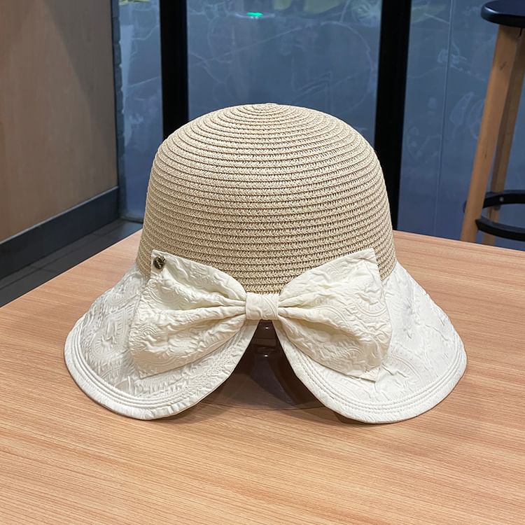 Bow Hat Tone Two Straw Sun