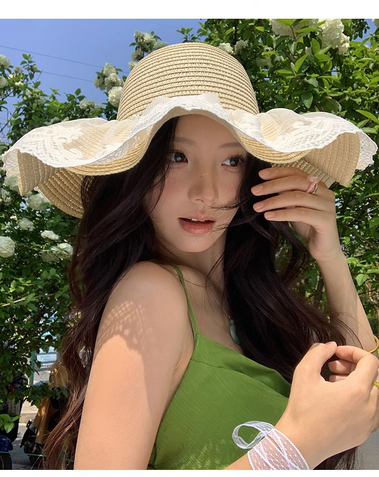 Straw Lace Sun Hat Panel