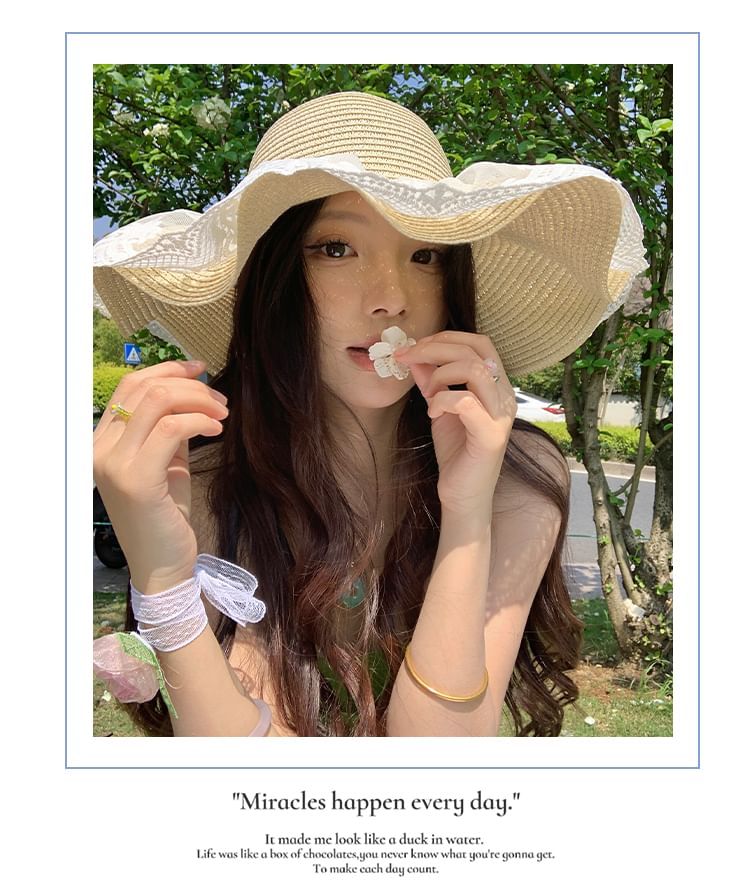 Straw Lace Sun Hat Panel