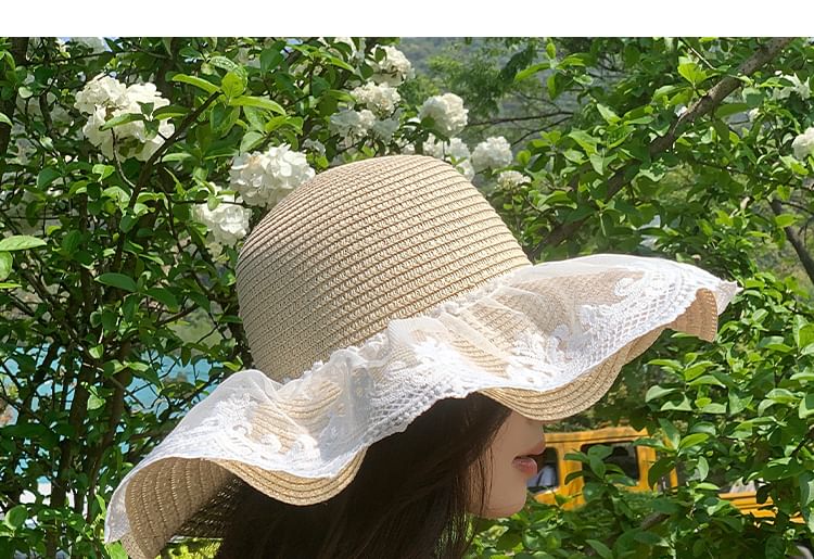 Straw Lace Sun Hat Panel