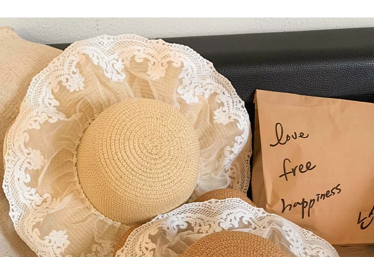Straw Lace Sun Hat Panel