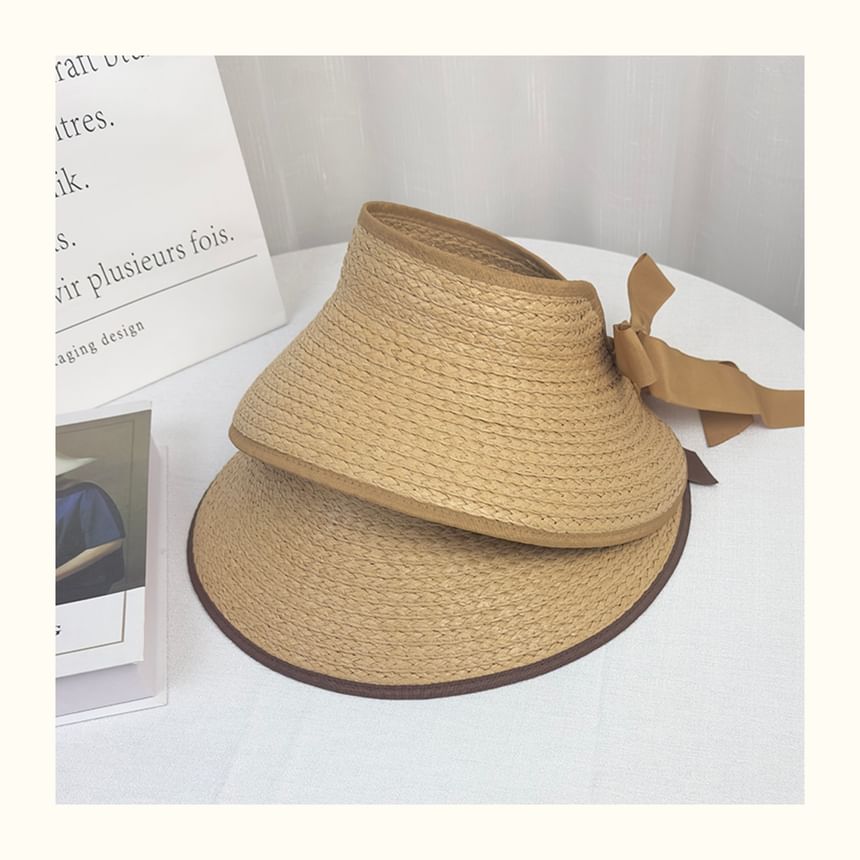 Wide Trim Straw Visor Sun Contrast Brim