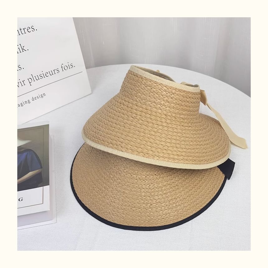 Wide Trim Straw Visor Sun Contrast Brim