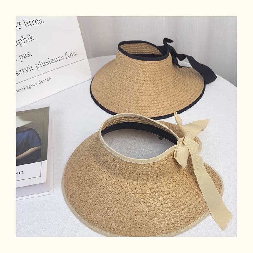 Wide Trim Straw Visor Sun Contrast Brim