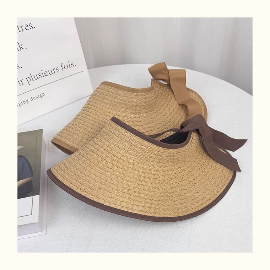 Wide Trim Straw Visor Sun Contrast Brim