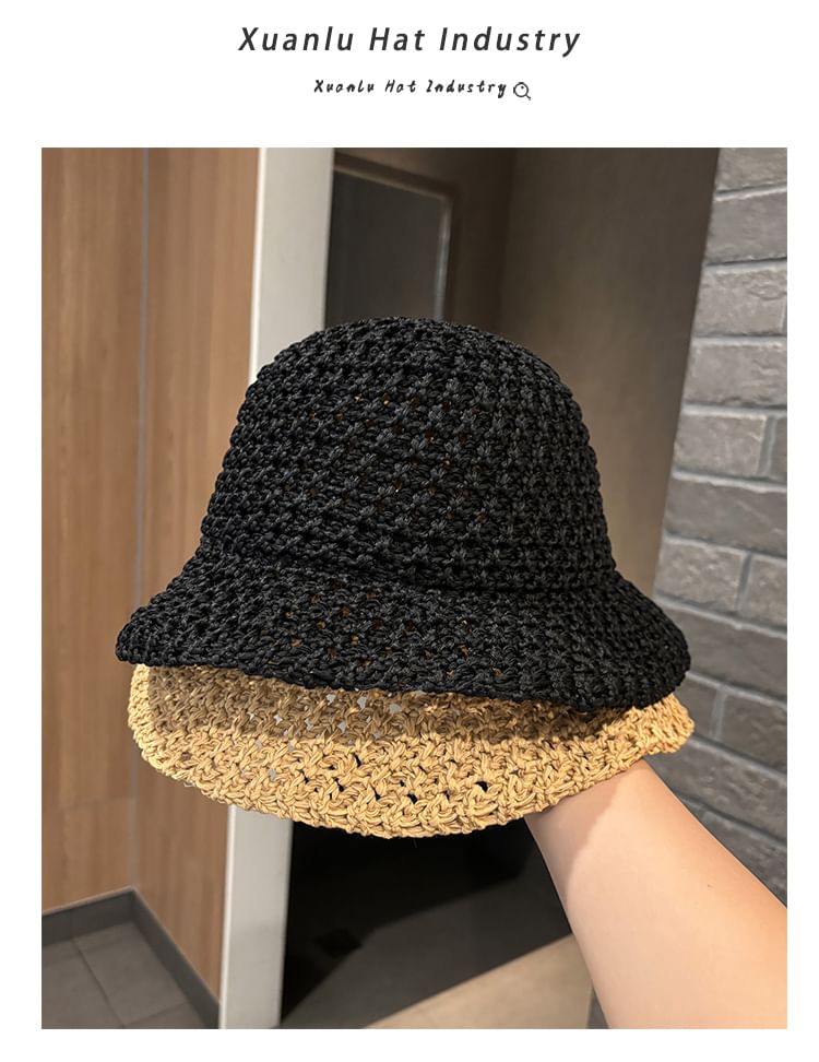 Knit Plain Hat Perforated Bucket