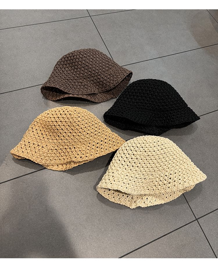 Knit Plain Hat Perforated Bucket