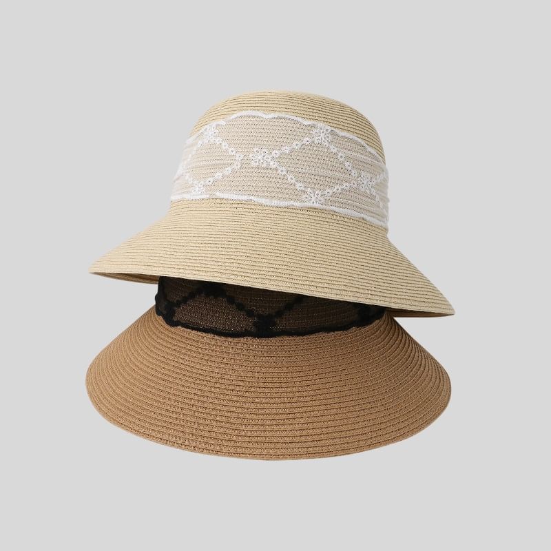 Hat Bow Straw Lace Sun