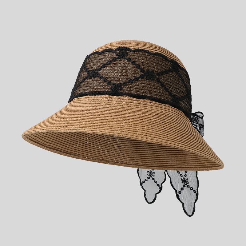 Hat Bow Straw Lace Sun
