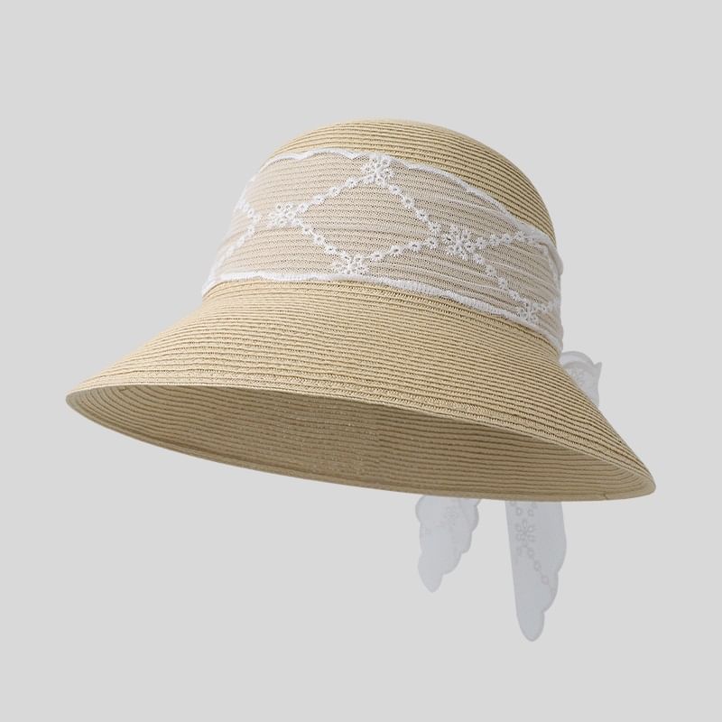 Hat Bow Straw Lace Sun