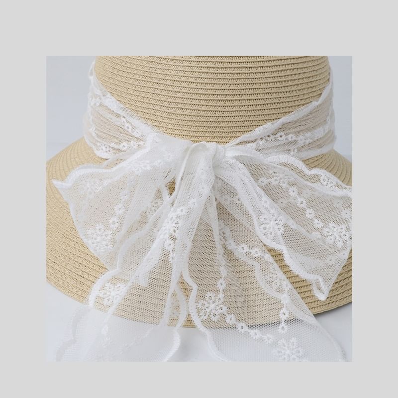 Hat Bow Straw Lace Sun